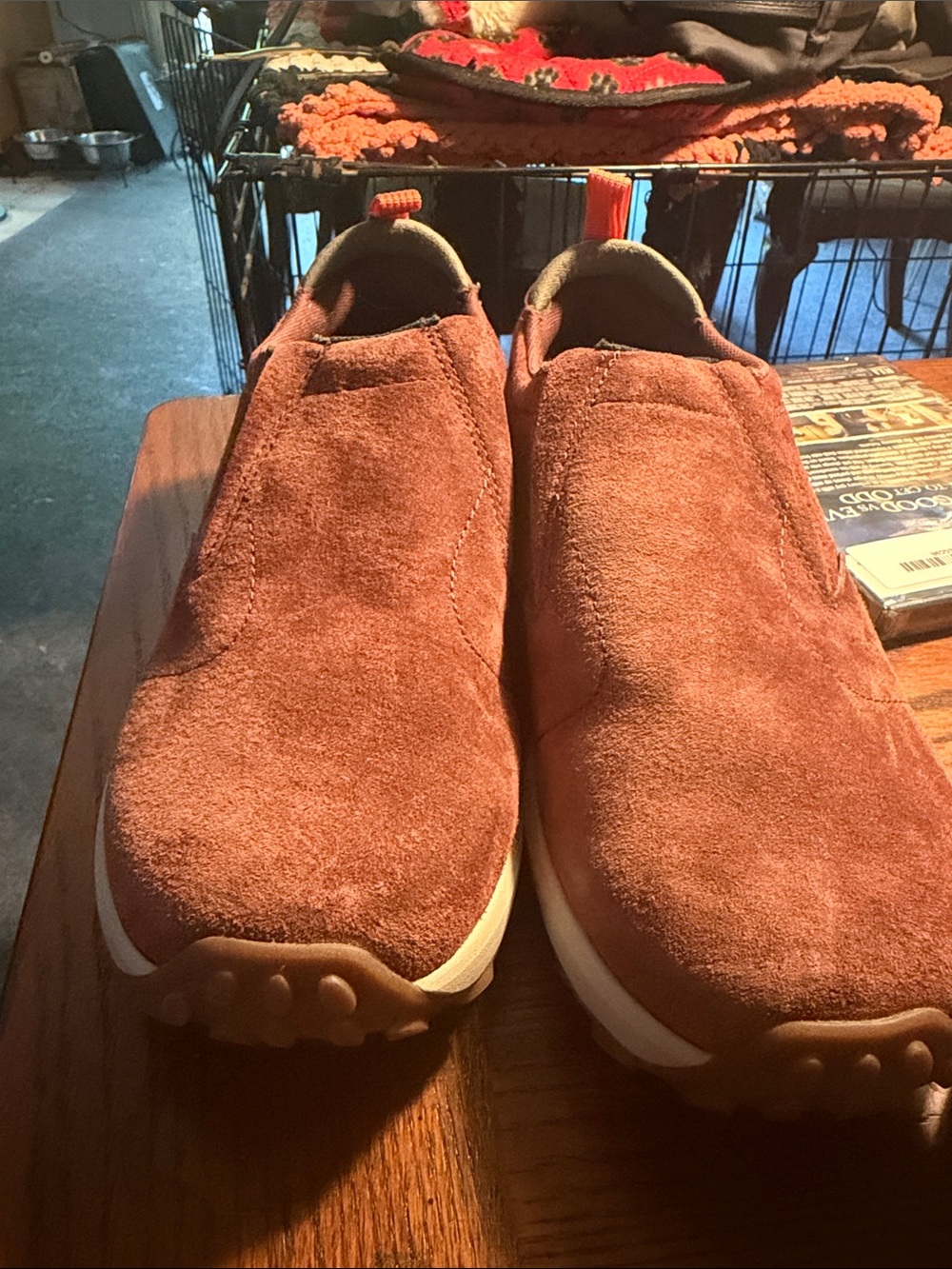 Women’s Slip on   Burgundy suede Merrell shoes.